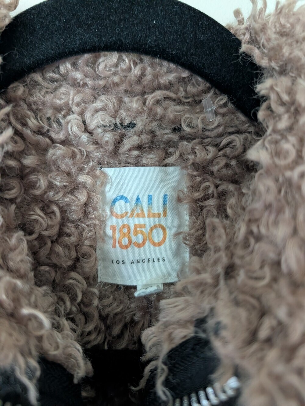 NWOT Cal1850 Faux Fur Trim Leather Vest with Cream Stripe - Picture 2 of 8